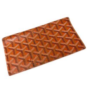 Authentic Goyard Orange Richelieu Long Wallet - Vintage 2007 Hand-Painted Canvas
